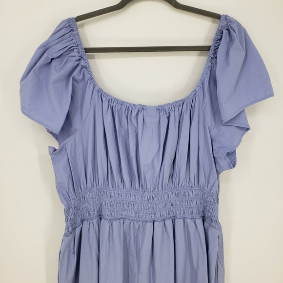 Universal Thread Smocked Waist Midi Dress 2X Short Flutter Sleeves Light Blue - Picture 6 of 11